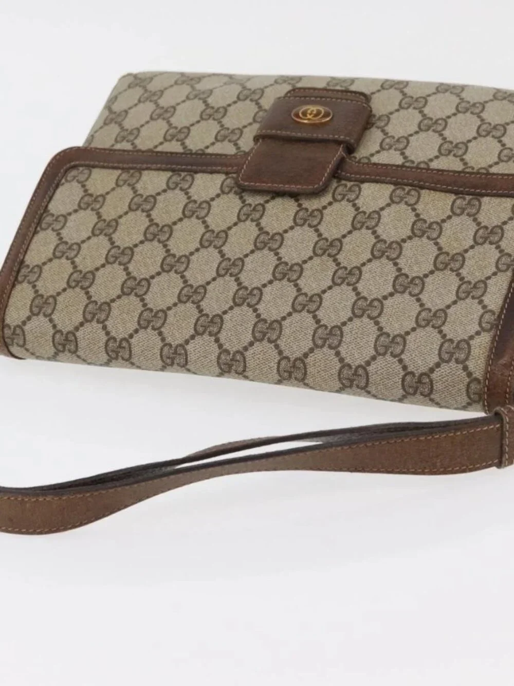 GUCCI GG Supreme Shoulder Bag PVC Beige Gold 001 16 4084 Auth